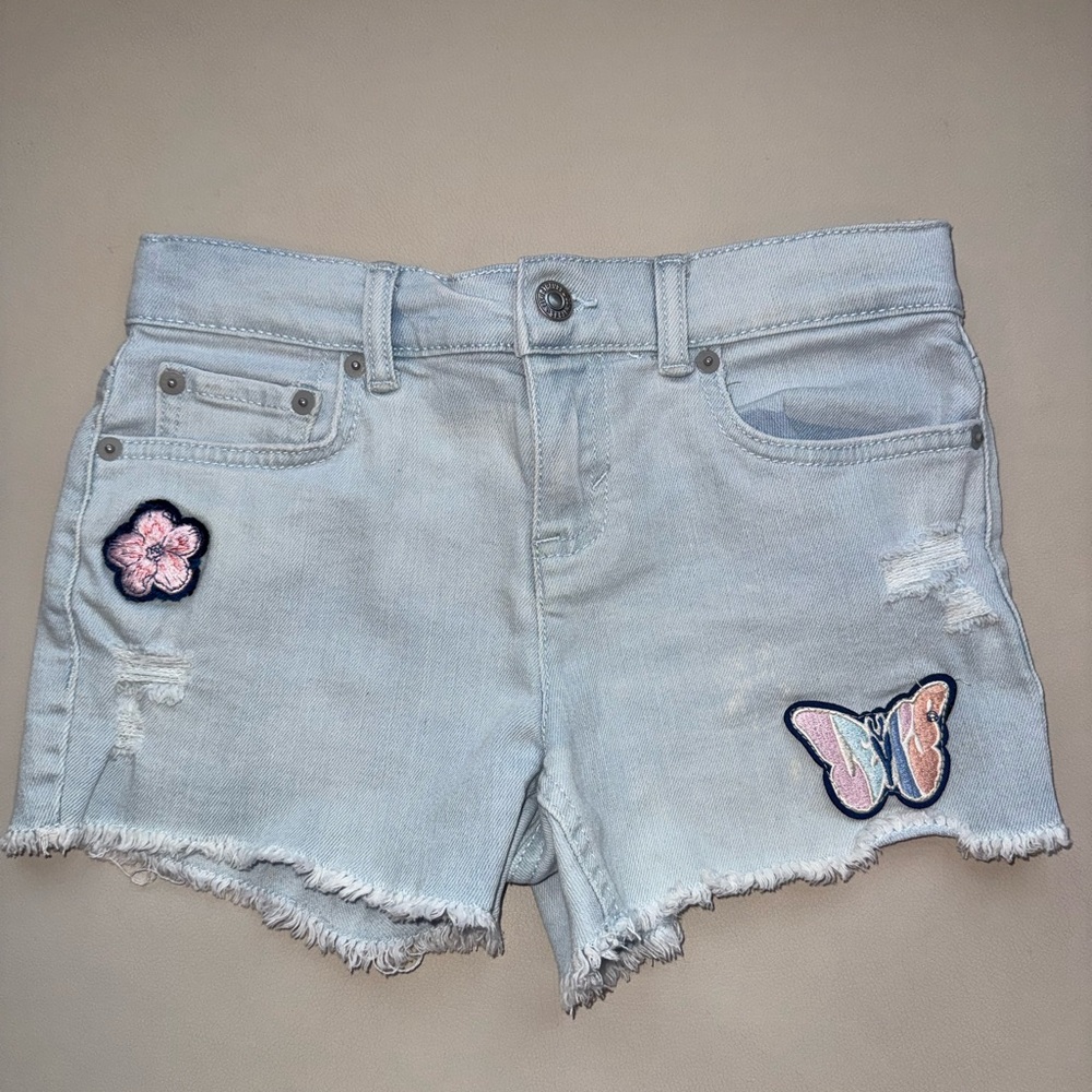 Levi's Light Blue Denim Shorts with Embroidered Butterfly & Flower Patches